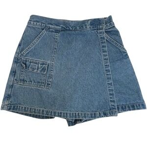 Vintage Faded Glory Girls Denim Cargo Skort Skirt Size 12 Blue Y2K Cotton‎